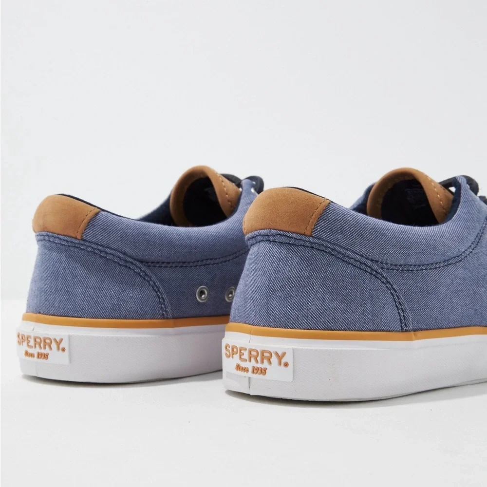 Sperry Men's Blue and Tan Boat Shoes - Picture 3 of 6